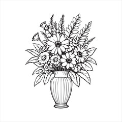 Easy lily flower drawing pencil art vector 