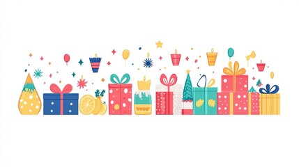Colorful Seasonal Celebration Cartoon Illustration