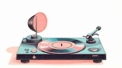 Vintage Record Player with Warm Lighting