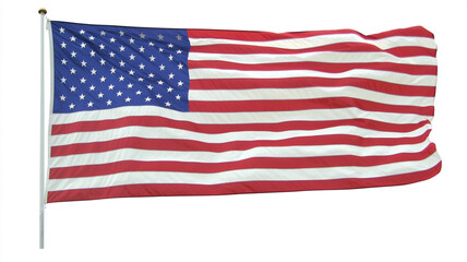 Fototapeta premium American flag waving in the breeze on a clear day with bright blue sky in the background