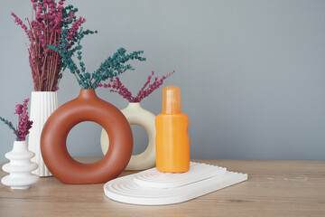  sunscreen cream container on a table 