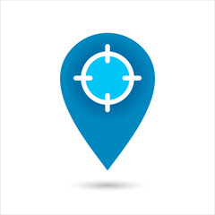 Pin location icons. Location pin logo design. Location pin with target icon. Map pointer logo vector. Navigation marker design illustration.