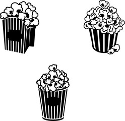 Vector black and white illustration of popcorn icon for business. Stock vector design.