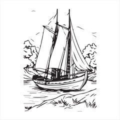 The ship drawing vector design