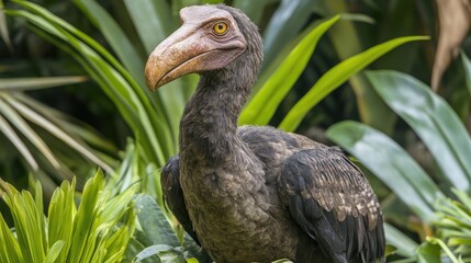 Obraz premium Majestic Bird in Lush Green Jungle Environment