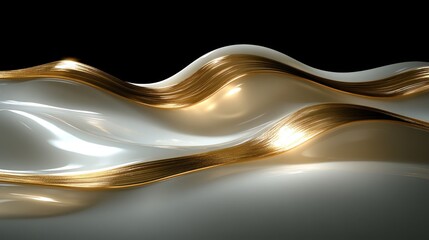 Obraz premium Abstract white and gold waves.