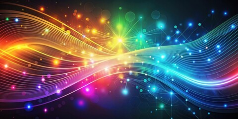 Obraz premium Colorful abstract technological background with swirls and luminous points, abstract, colorful, swirls, luminous, points