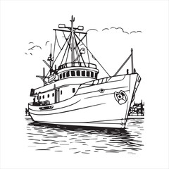 The ship drawing vector design