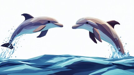 Playful Dolphins Jumping Through Ocean Waves