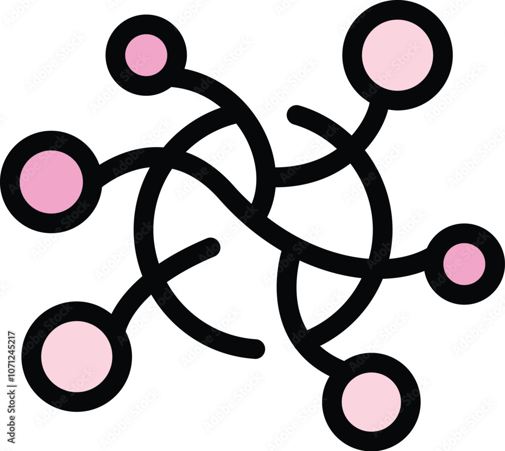Aufkleber simple network illustration representing six points connected by curved lines, symbolizing data tran