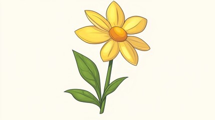 Cute cartoon-style flower illustration, featuring vibrant petals and a joyful design, perfect for playful and whimsical content. This design highlights the charm and simplicity of a flower, 
