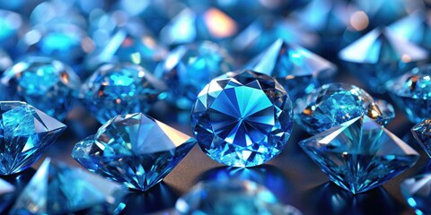 Close up of shiny blue diamonds, blue, shiny, diamonds, close up, luxury, precious, gemstones, expensive, vibrant, sparkling