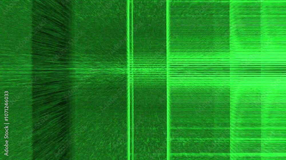 Aufkleber green glowing vertical lines and rectangular shapes animation with distortion effects