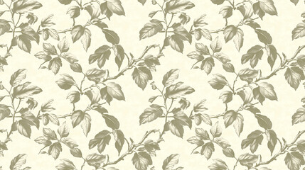Vintage botanical leaf pattern design for interiors and crafts - seamless pattern