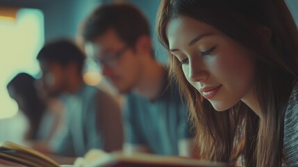 Close-up of young adults highlighting verses in their Bibles during a group study session