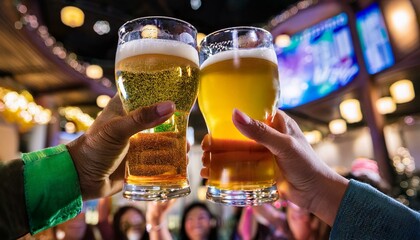 Enjoy the refreshing taste of cold beer as you toast.  