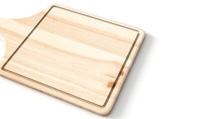 Cutting wooden board or tray isolated on white background top view. Rustic countertop of timber surface.