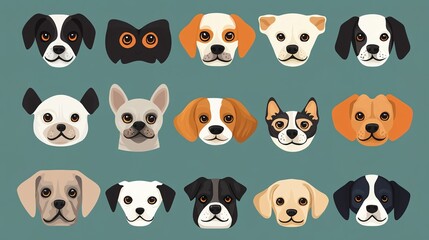 Obraz premium Icon of a dog face, featuring simple lines and minimalistic design. This graphic representation captures the friendly and loyal essence of a dog, perfect for pet-related content, logos, or digital des