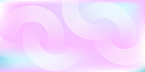 Abstract circle lines on blue and pink gradient soft color background