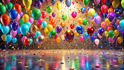 A Celebration of Joyful Hues and Festive Confetti, Filling the Room with a Playful Atmosphere of Celebration