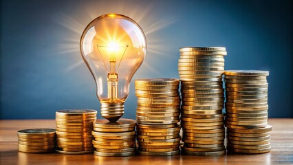 Understanding the Rising Costs of Electricity and Heating Bills: A Visual Representation of Electric Light Bulb and Coins Amidst the Energy Crisis