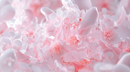 Nature's Symphony: Intricate Collagen Fibers Intertwined with Floral Patterns 3D Render Illustration