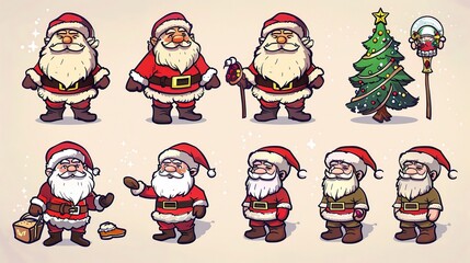Charming Hand Drawn Cartoon Santa Claus - Bringing the Jolly, Festive, and Whimsical Spirit of Christmas to Life