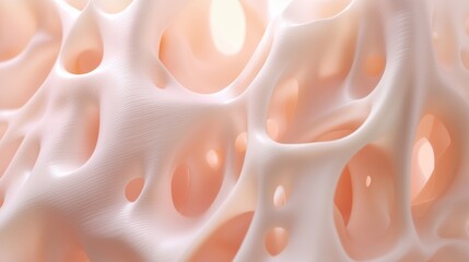 Serene 3D Render of Collagen Fibers Flowing like Silk in Soft Pink and Cream Gradient Background, Promoting Tranquility | Ultra-Detailed Illustration for Relaxation