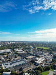 Aerial View of Nottingham City of East Midlands Region of England, United Kingdom. It Was Clean and Bright Sunny Day over UK