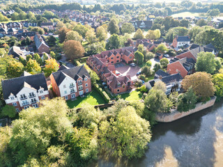 Aerial View of Nottingham City of East Midlands Region of England, United Kingdom. It Was Clean and...
