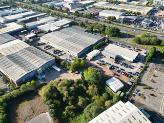 Aerial View of Nottingham City of East Midlands Region of England, United Kingdom. It Was Clean and...