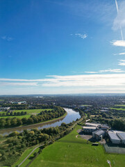 Aerial View of Nottingham City of East Midlands Region of England, United Kingdom. It Was Clean and Bright Sunny Day over UK