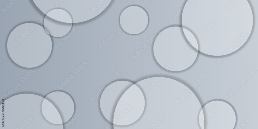 Poster abstract illustration of randomly arranged blue rings with soft shadows on white background .graphic