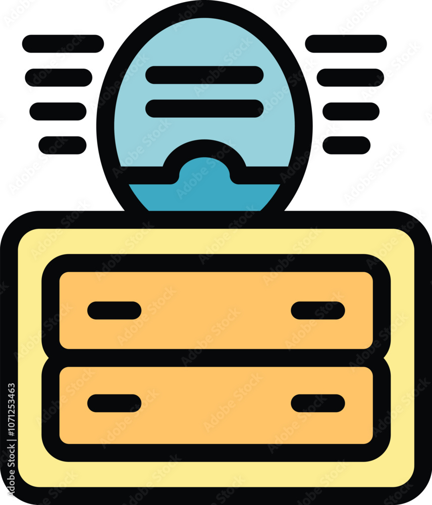 Poster server rack being managed by a smart speaker with artificial intelligence, symbolizing the future of