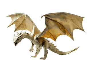 Fototapeta premium origami of a flying dragon on white background