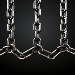 Obraz premium Close-up of Strong Metal Chains on Dark Background Representing Strength and Security