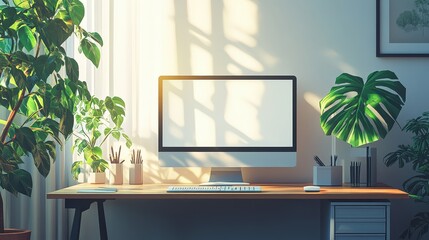 Clean Minimalistic Workspace with Modern Desk Setup