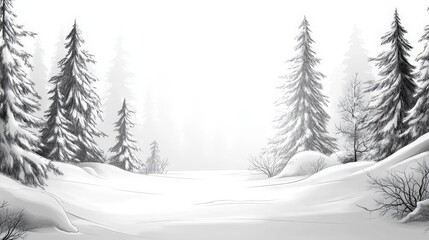 Fototapeta premium Serene Winter Landscape with Snow-Covered Trees