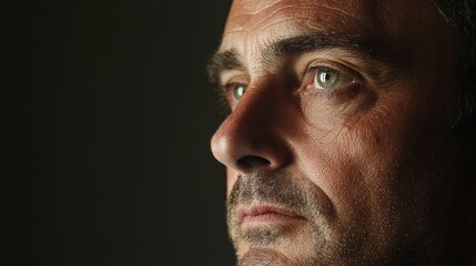 Contemplative Journey of Redemption: Middle-aged Man Reflecting on Troubled Past Amidst Remnants of Former Life