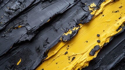 Obraz premium Close-up of black and yellow oil paint strokes.
