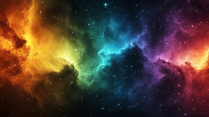 Naklejka premium Vivid Cosmic Nebula in Swirling Colors