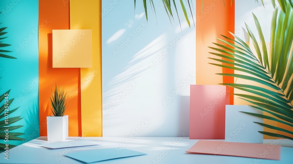 Poster modern minimalistic workspace with clean design elements