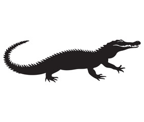 Naklejka premium Alligator silhouette vector illustration design, Silhouette of a crocodile, Alligator icon