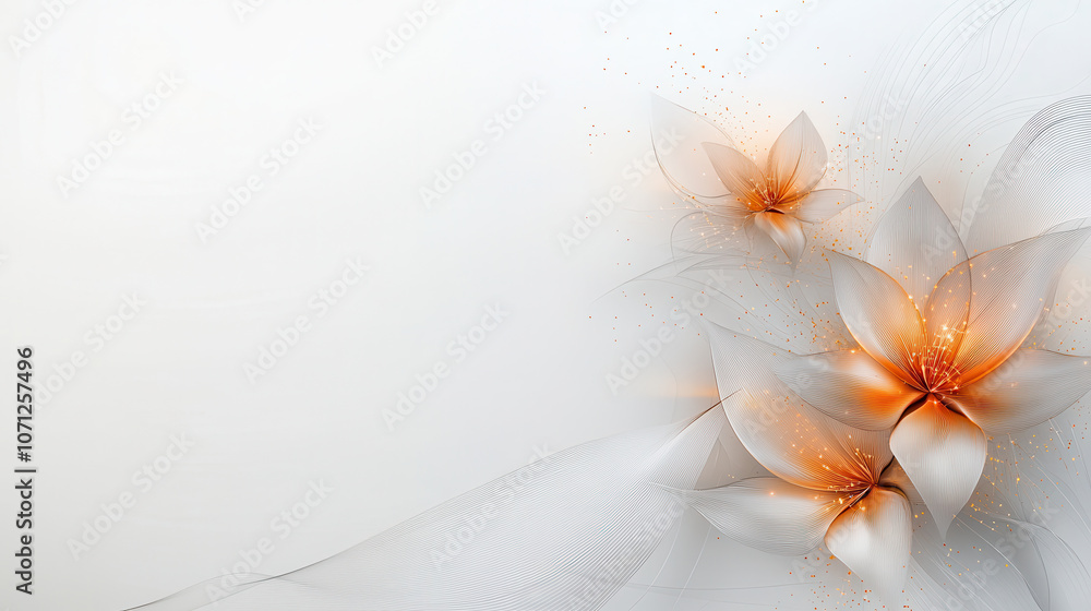 Poster beautiful abstract design featuring delicate flowers in soft colors, creating serene and elegant atm