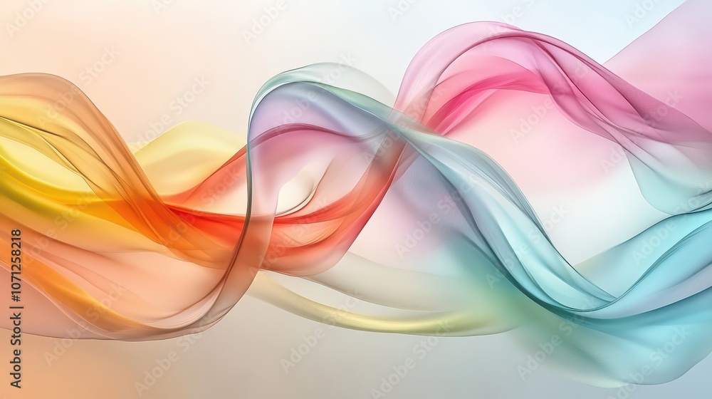 Poster abstract colorful swirling waves - abstract background design with soft pastel colors and dynamic cu