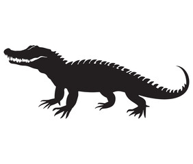 Fototapeta premium Alligator silhouette vector illustration design, Silhouette of a crocodile, Alligator icon