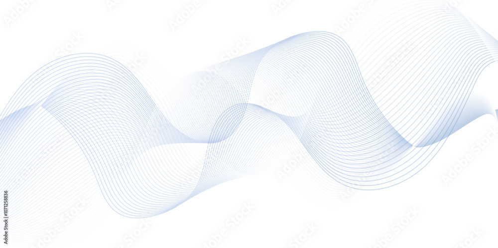 Wall mural white wave curve lines banner background design. abstract soft wave lines dynamic flowing blue light