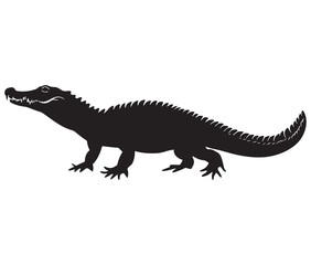 Fototapeta premium Alligator silhouette vector illustration design, Silhouette of a crocodile, Alligator icon
