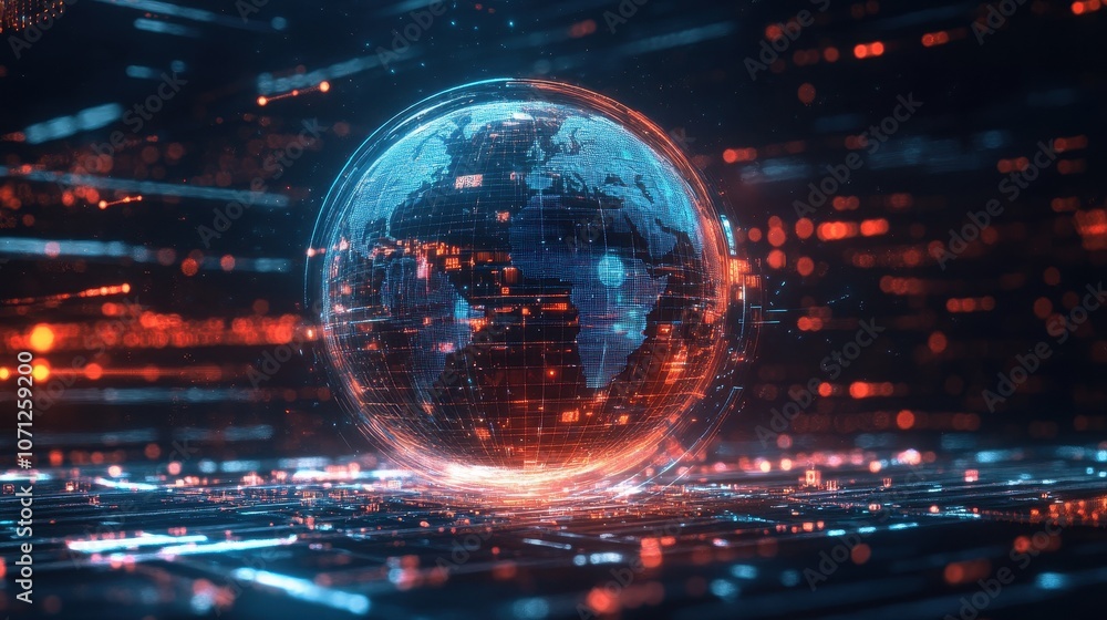 Poster digital globe with futuristic technology and cyberspace abstract background.