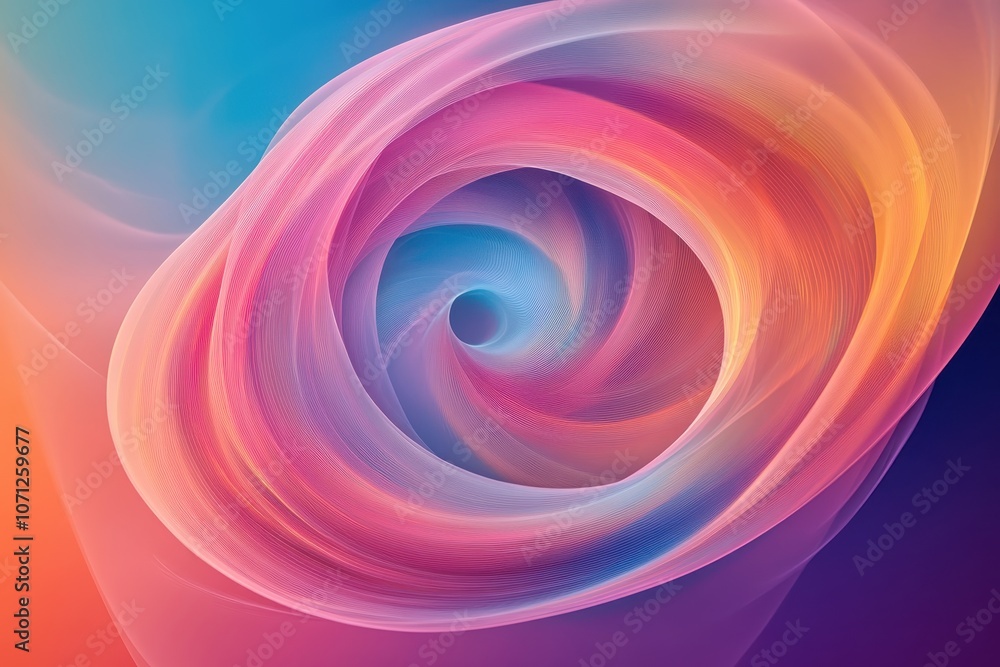 Poster colorful swirling spiral design with overlapping patterns